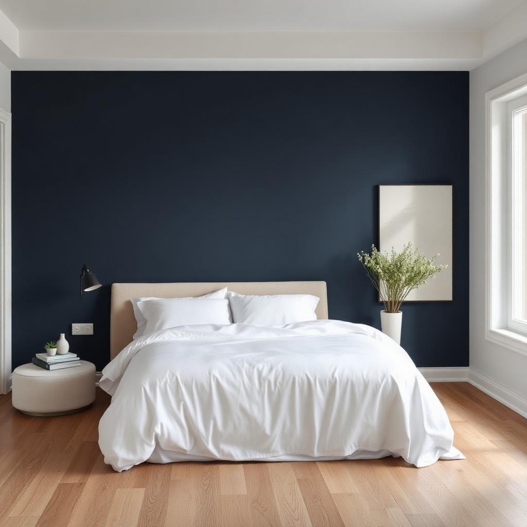 Quarto com parede navy